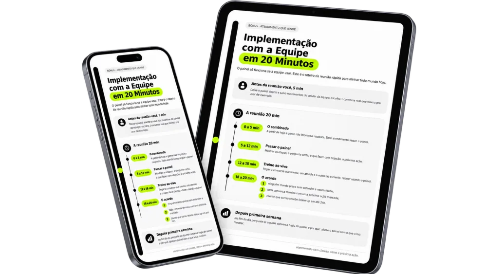 Bônus Implementação com a Equipe em 20 Minutos